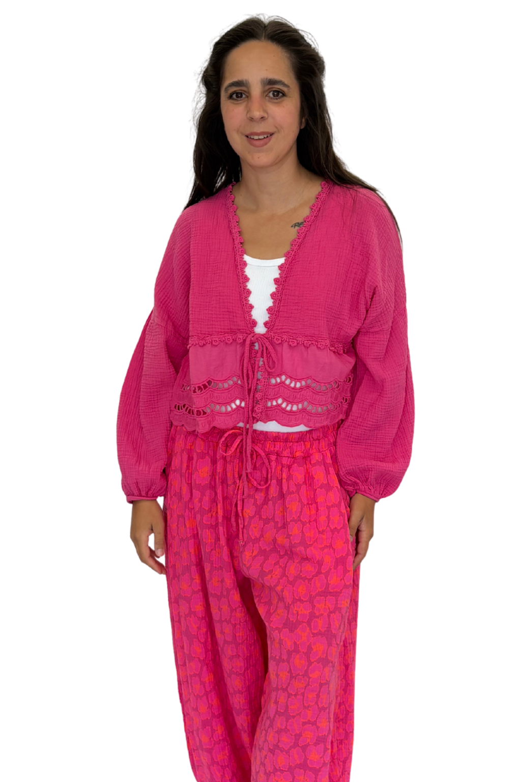 Musselin-Cardigan „Ibiza“ pink, Gr. 34-42