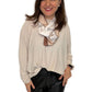 Lockeres Langarmshirt beige mit Mustertuch, Gr. 36-42