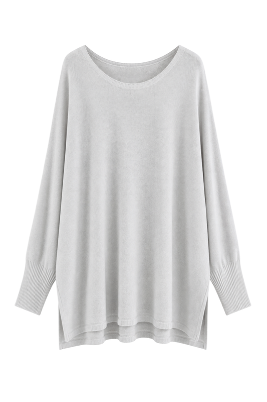 Oversize Pullover „Luna“ hellgrau, Gr. 38-46