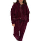 Kuschelweiches Wohlfühl-Set mit Kapuzenjacke & Hose bordeaux, Gr.  36-42