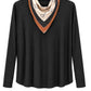 Lockeres Langarmshirt schwarz mit Mustertuch, Gr. 36-42