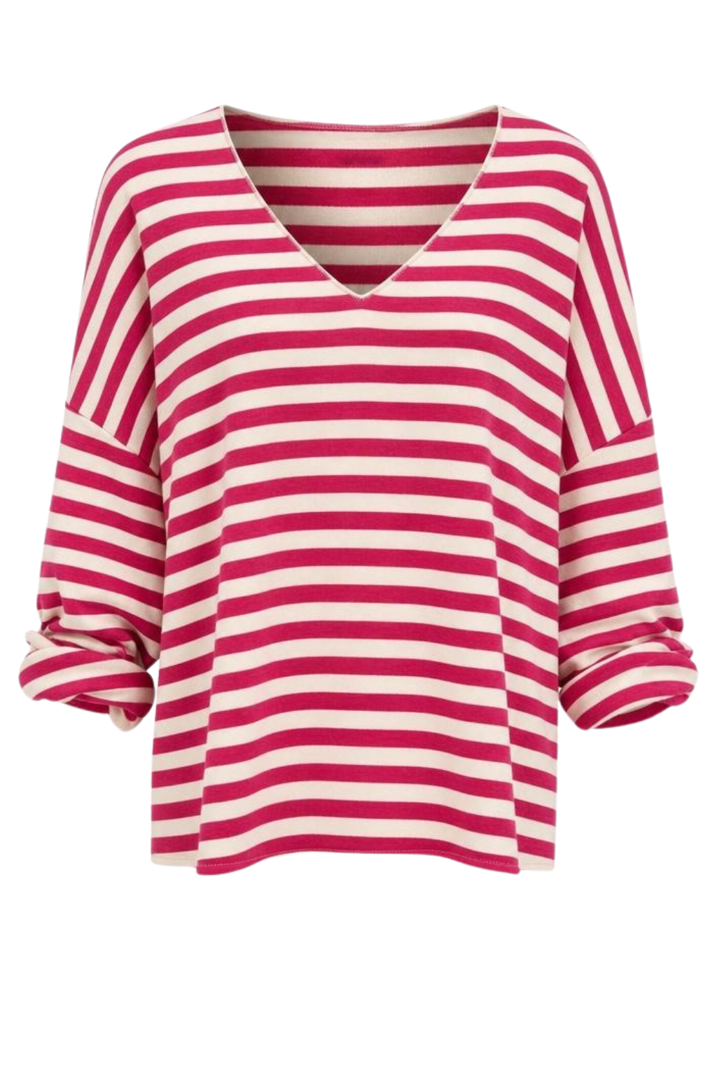 Shirt „Sunset Stripes“ weiß/beere, Gr. 38-44
