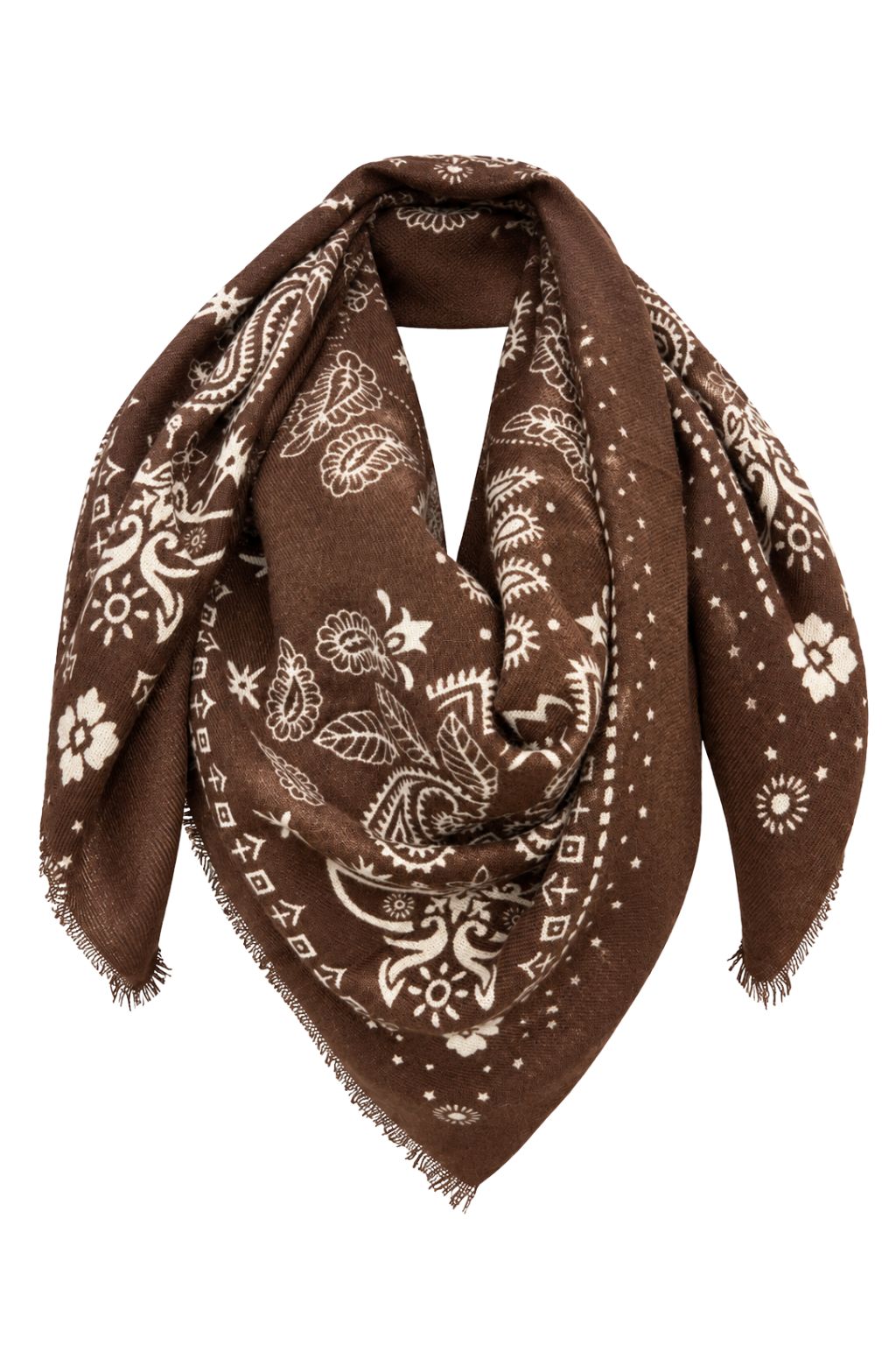 Paisley Schal dunkelbraun/creme
