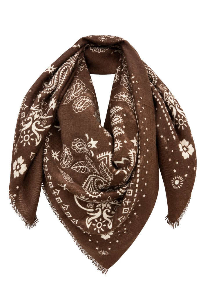 Paisley Schal dunkelbraun/creme