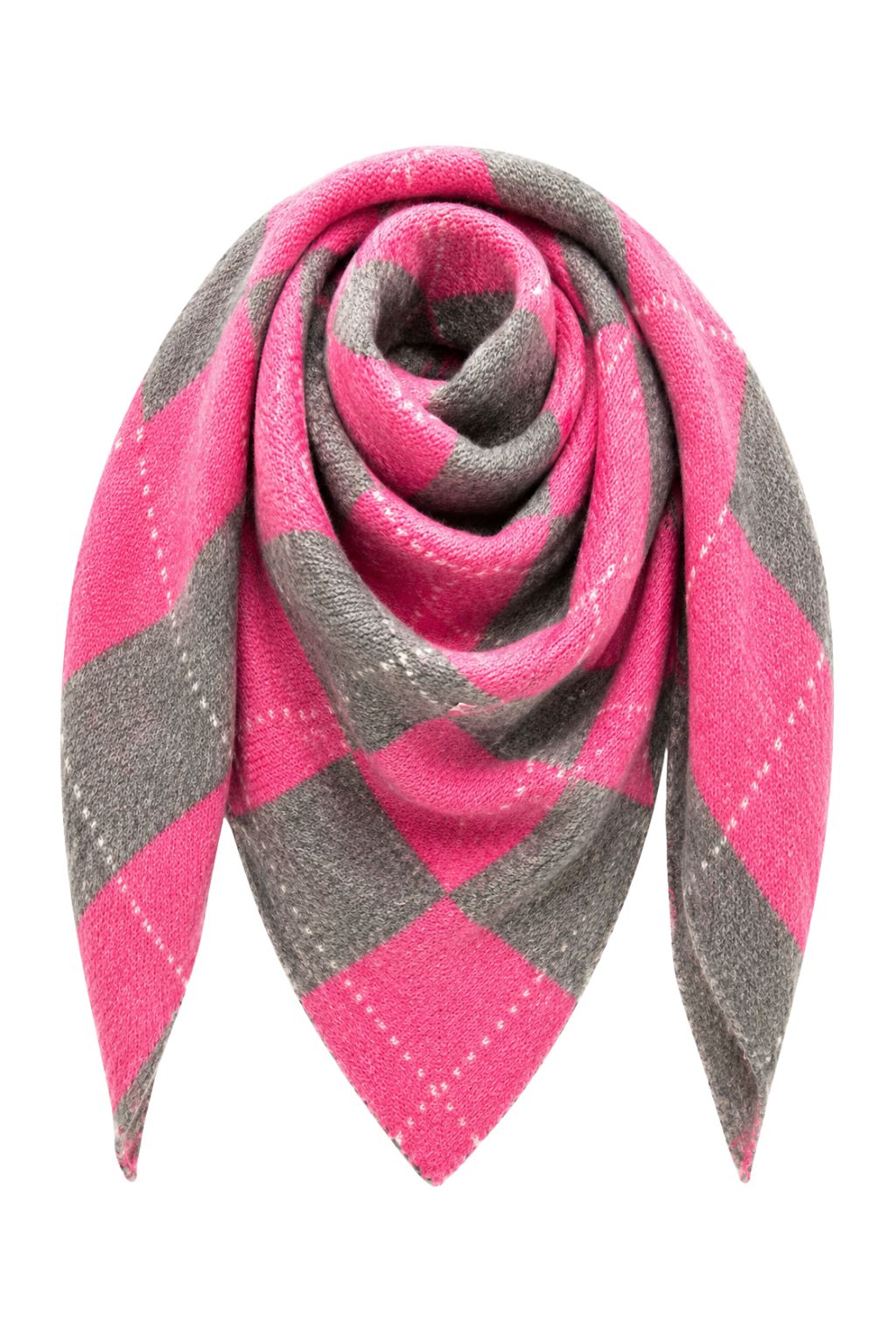 Dreiecksschal Karo pink-grau