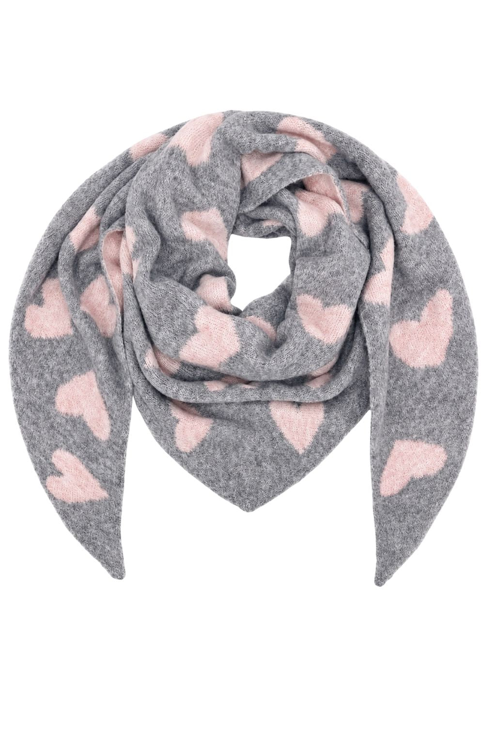 Wendeschal Herzen grau-rosa