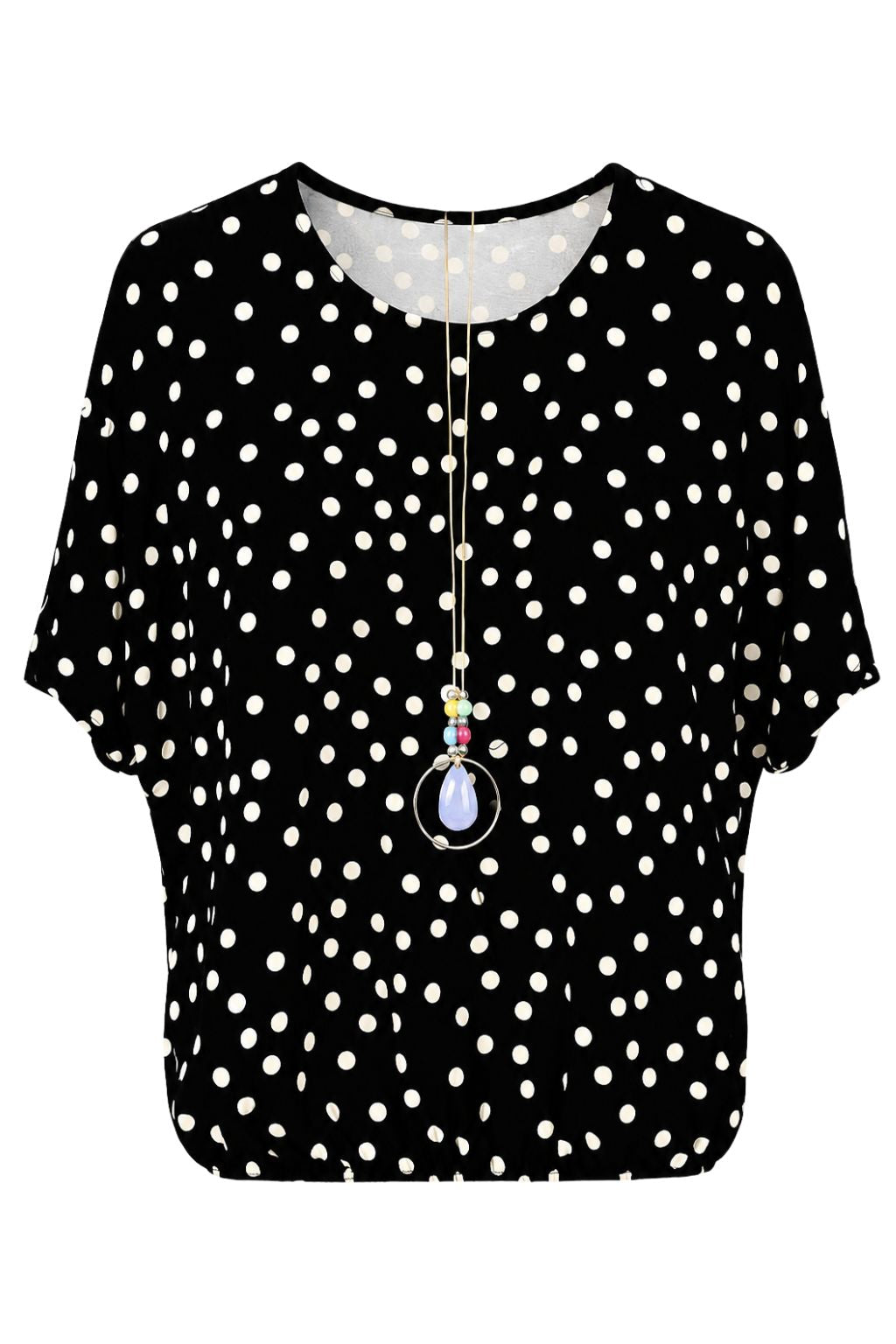 Blusenshirt mit Polka-Dots schwarz, Gr. 36-42