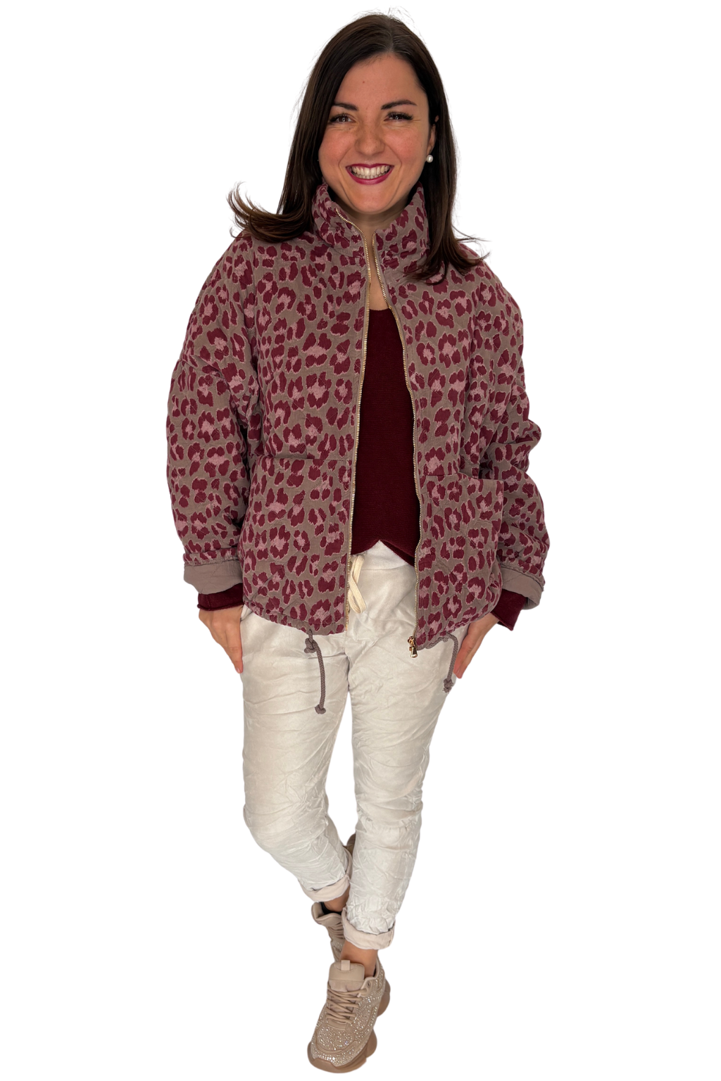 Leo Chic Steppjacke coffee/bordeaux, gr. 34-42