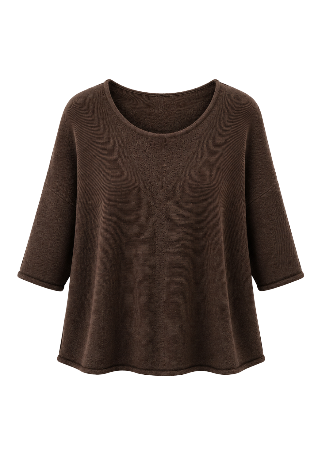 Basic Pullover "Lena" Rundhalsauschnitt  schokobraun, Gr. 36-42