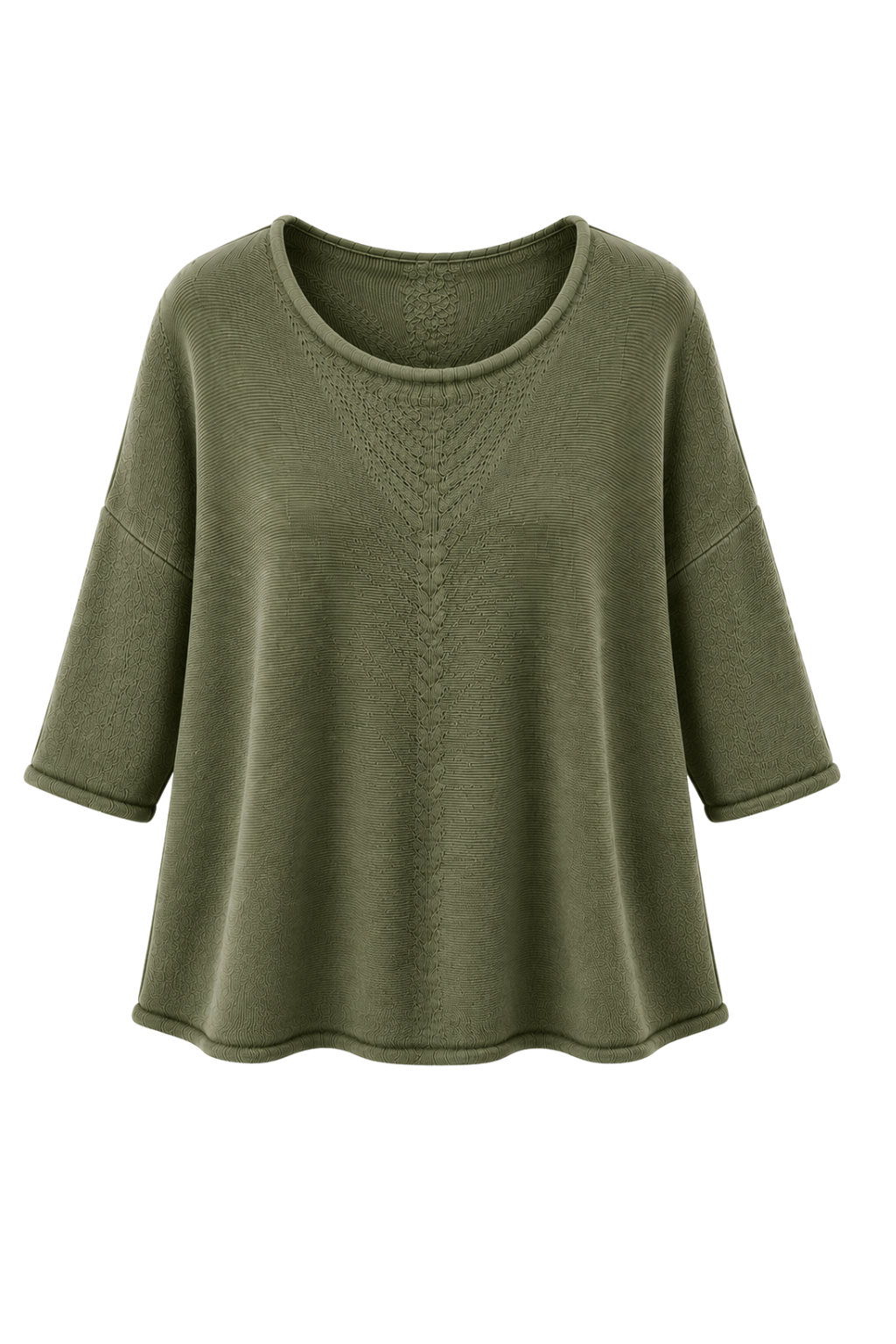 Basic Pullover "Lena" Rundhalsauschnitt  oliv, Gr. 36-42