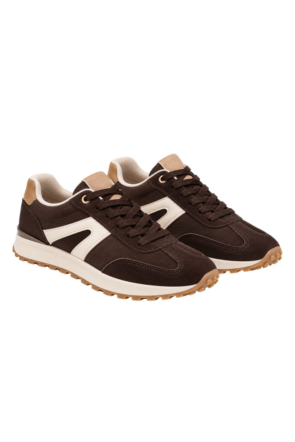 Retro-Sneaker "Nola" dunkelbraun/creme, Gr. 36-41