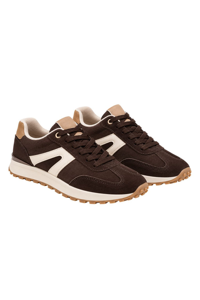 Retro-Sneaker "Nola" dunkelbraun/creme, Gr. 36-41