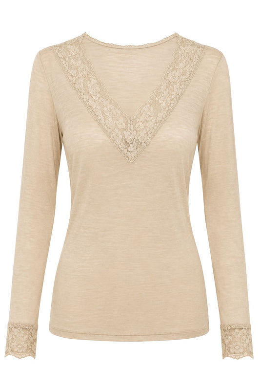 Longsleeve "Pure Romance" beige, Gr. 34-38