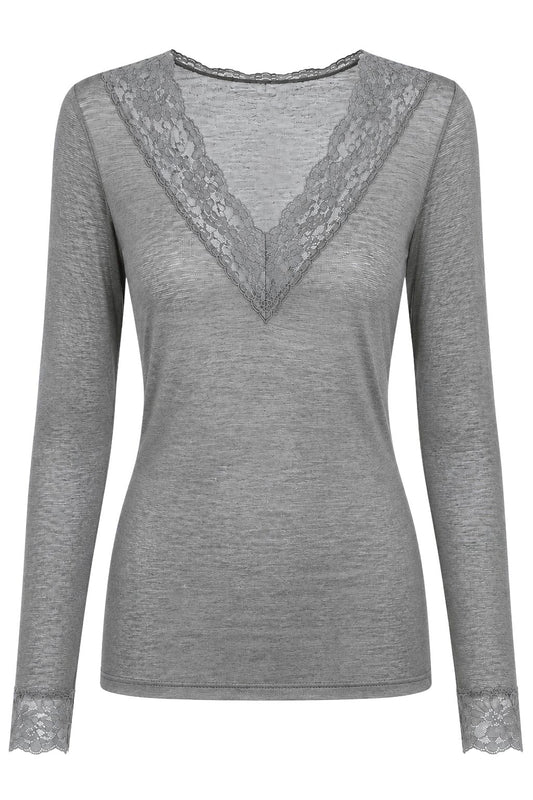 Longsleeve "Pure Romance" grau, Gr. 34-38