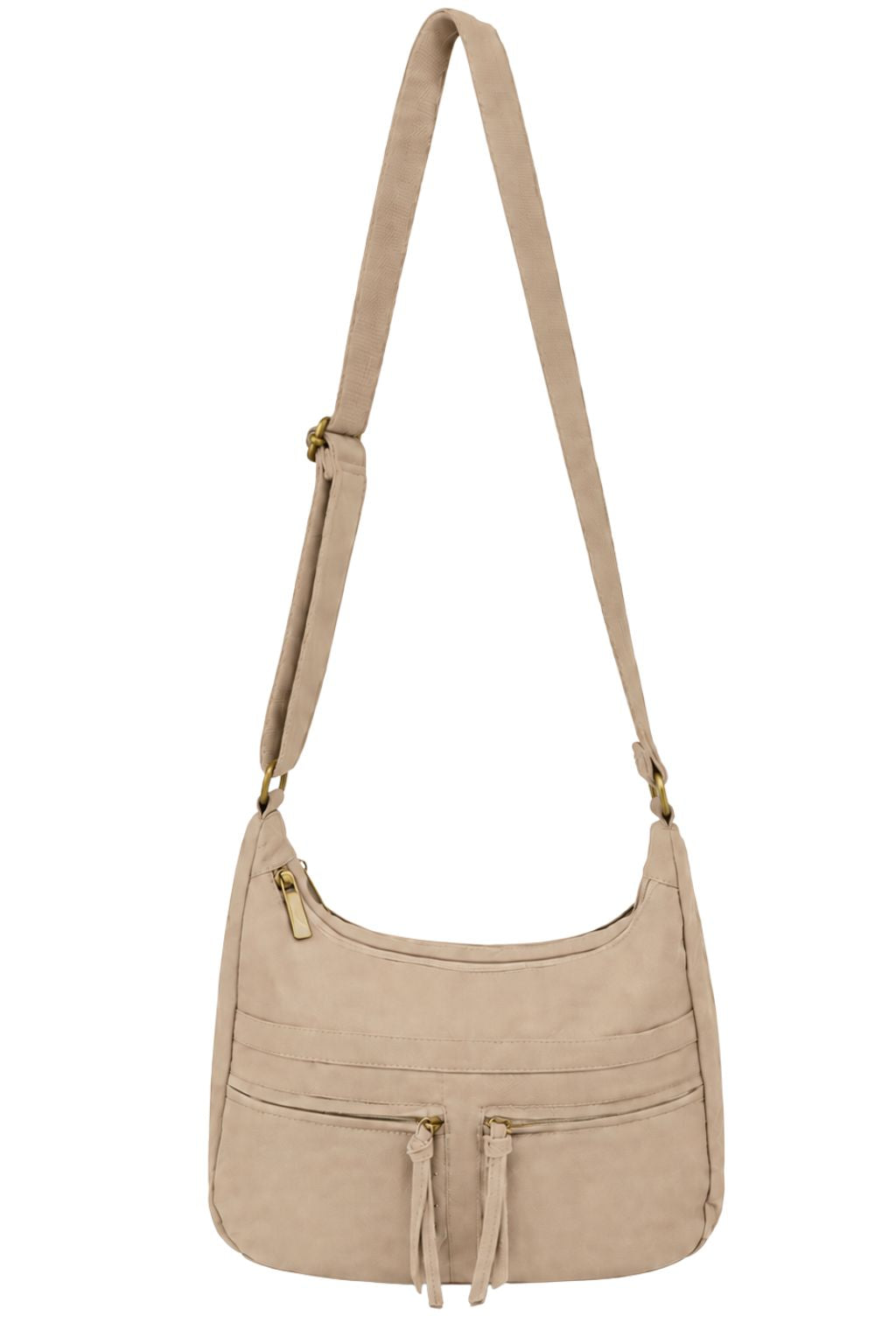 Crossbodybag Velourlederoptik beige