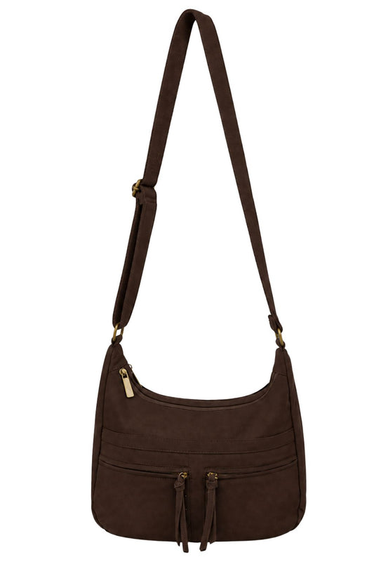 Crossbodybag Velourlederoptik schokobraun
