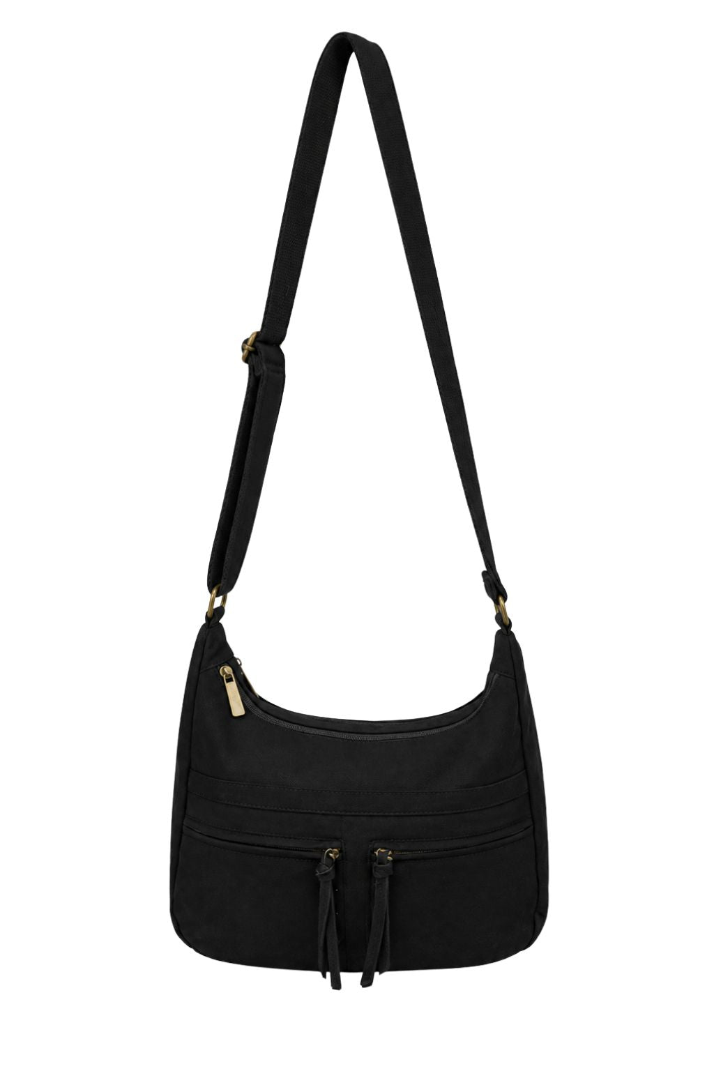 Crossbodybag Velourlederoptik schwarz