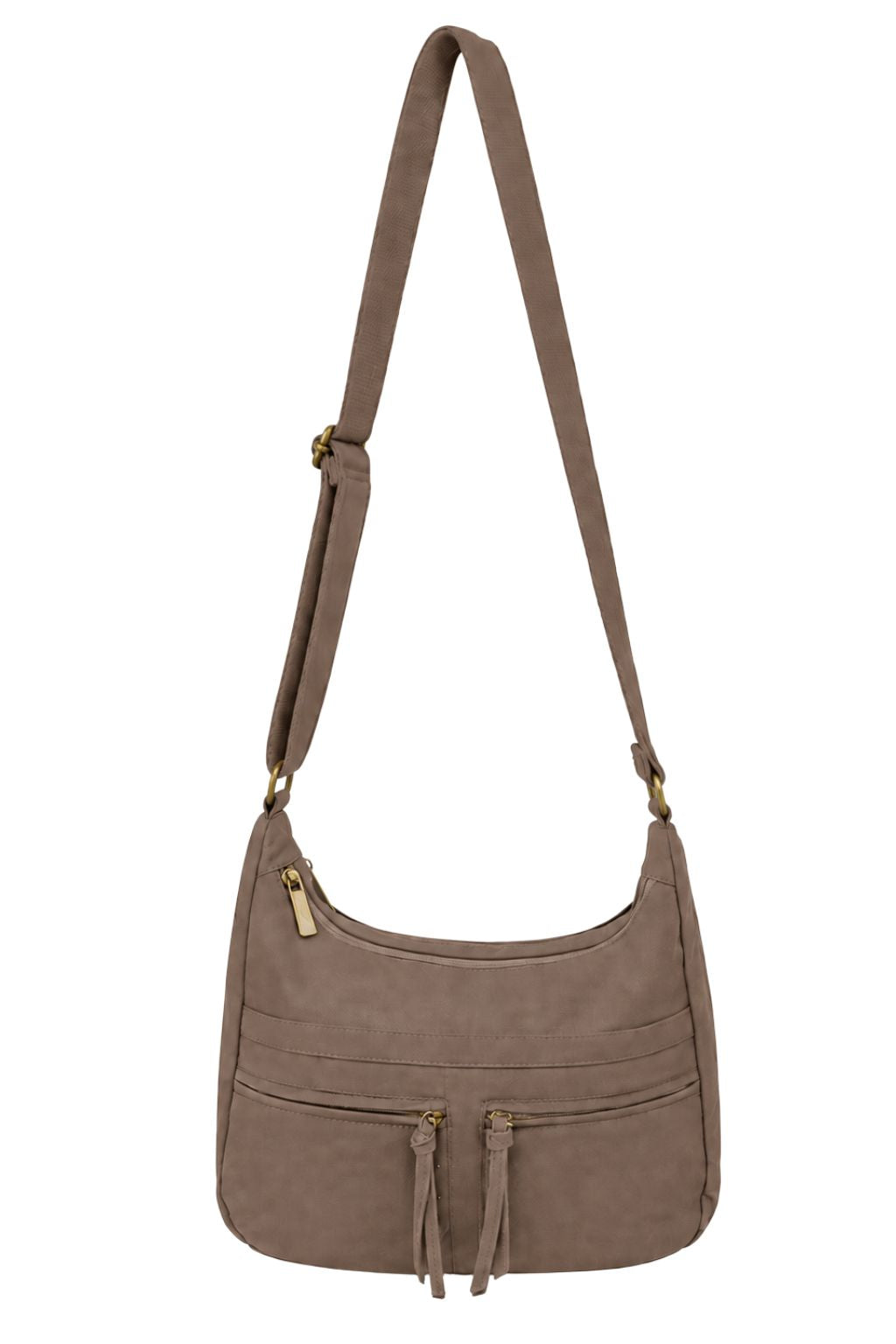 Crossbodybag Velourlederoptik taupe