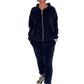 Kuschelweiches Wohlfühl-Set mit Kapuzenjacke & Hose dunkelblau, Gr.  36-42