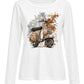 Langarmshirt „Dolce Vita“ mit Rollermotiv weiß/braun, Gr. 34-38