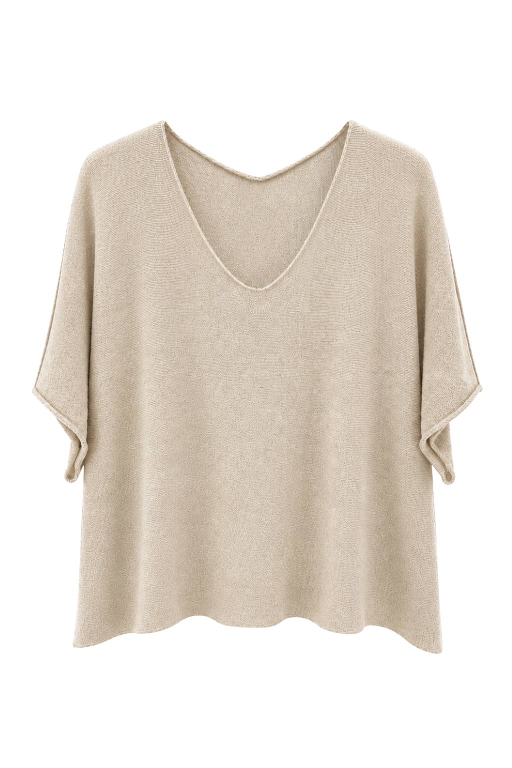 Basic Pullover "Lena" V-Ausschnitt  beige, Gr. 36-42
