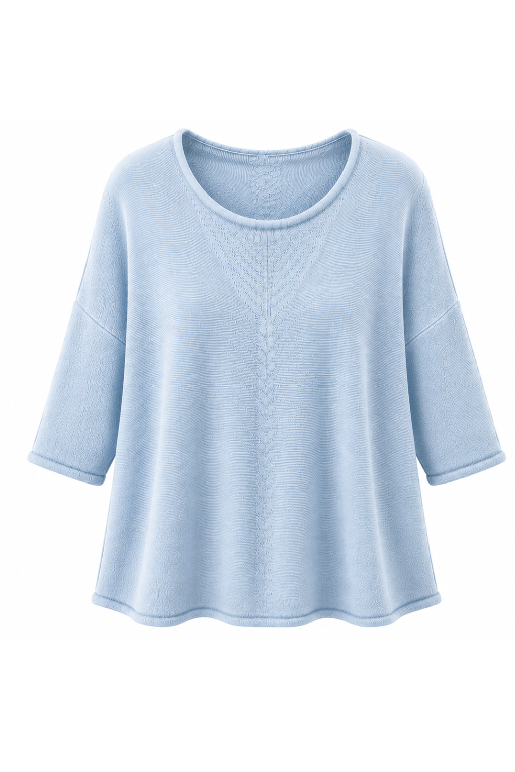 Basic Pullover "Lena" Rundhalsauschnitt  hellblau, Gr. 36-42