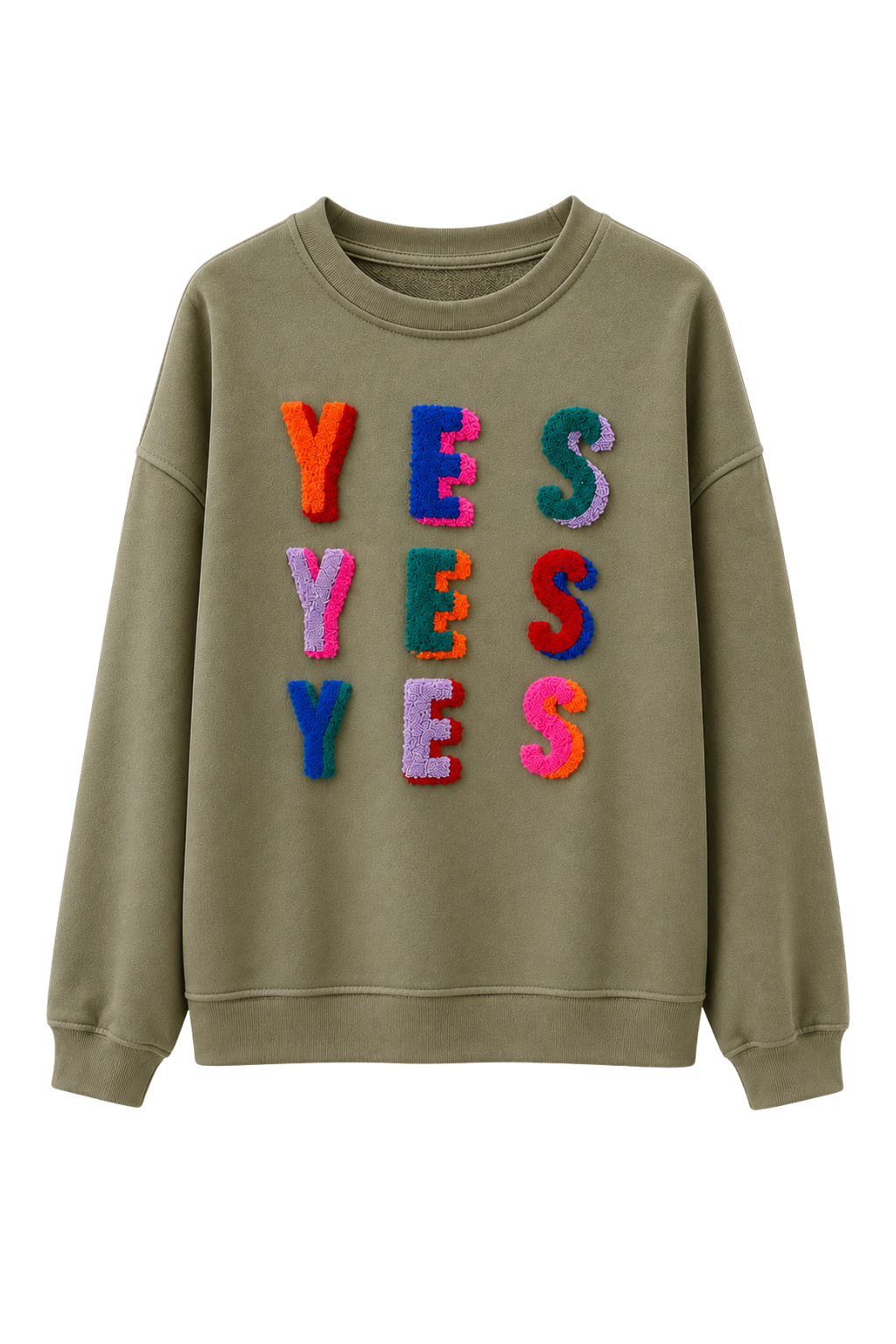 Sweatshirt "Yes" oliv, Gr. 36-44