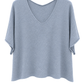 Basic Pullover "Lena" V-Ausschnitt  taubenblau, Gr. 36-42