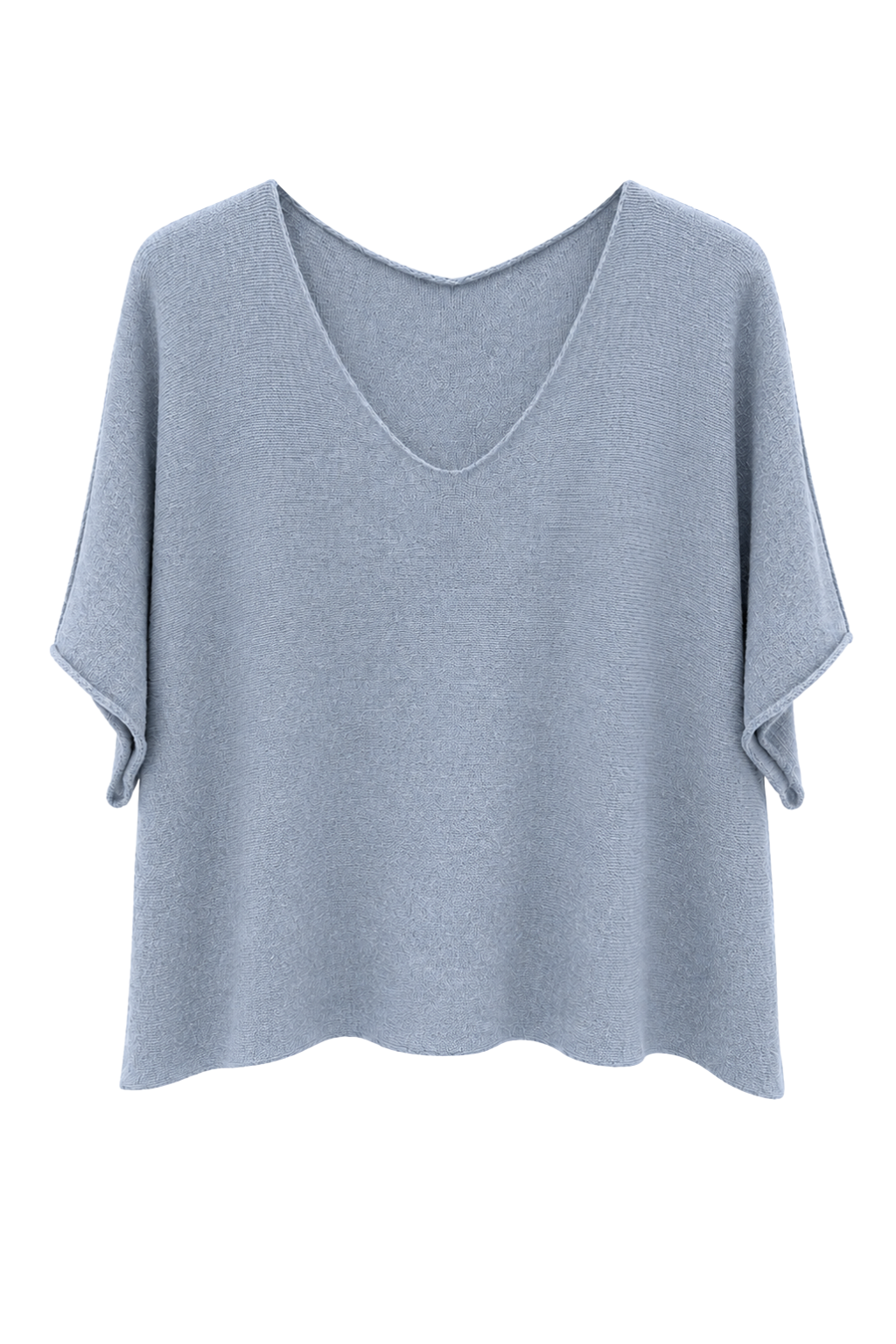 Basic Pullover "Lena" V-Ausschnitt  taubenblau, Gr. 36-42
