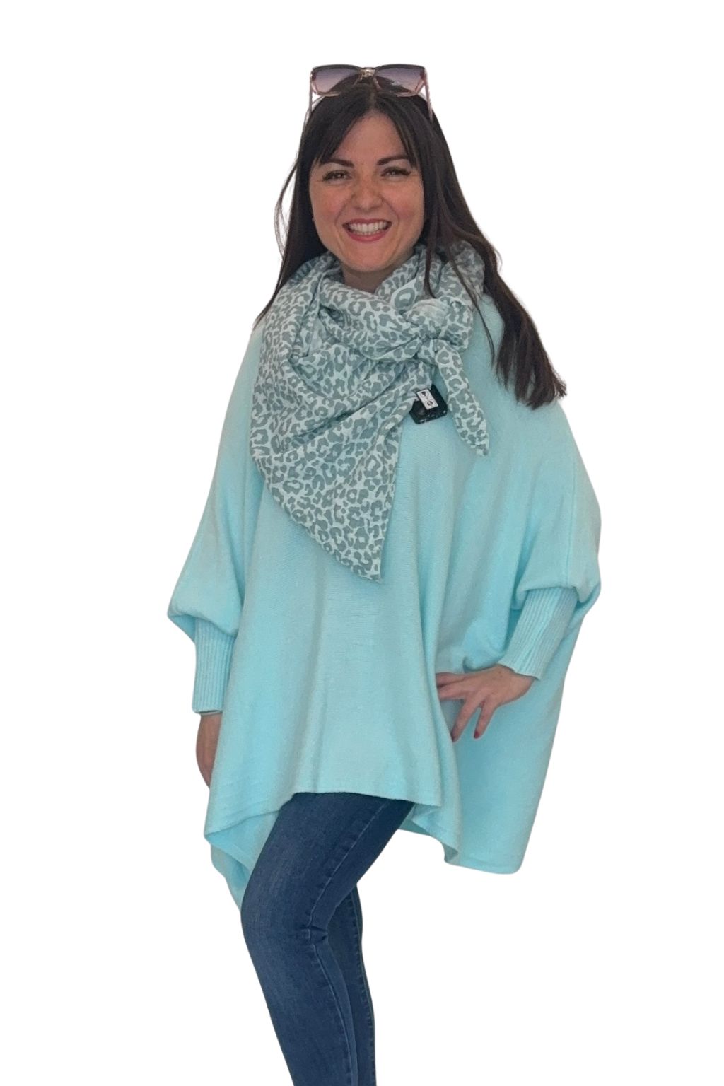 Feinstrickpullover türkis, Gr. 40-46