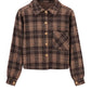 Cropped Karo-Hemdjacke braun, Gr. 34-42
