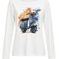 Langarmshirt „Dolce Vita“ mit Rollermotiv weiß/blau, Gr. 34-38