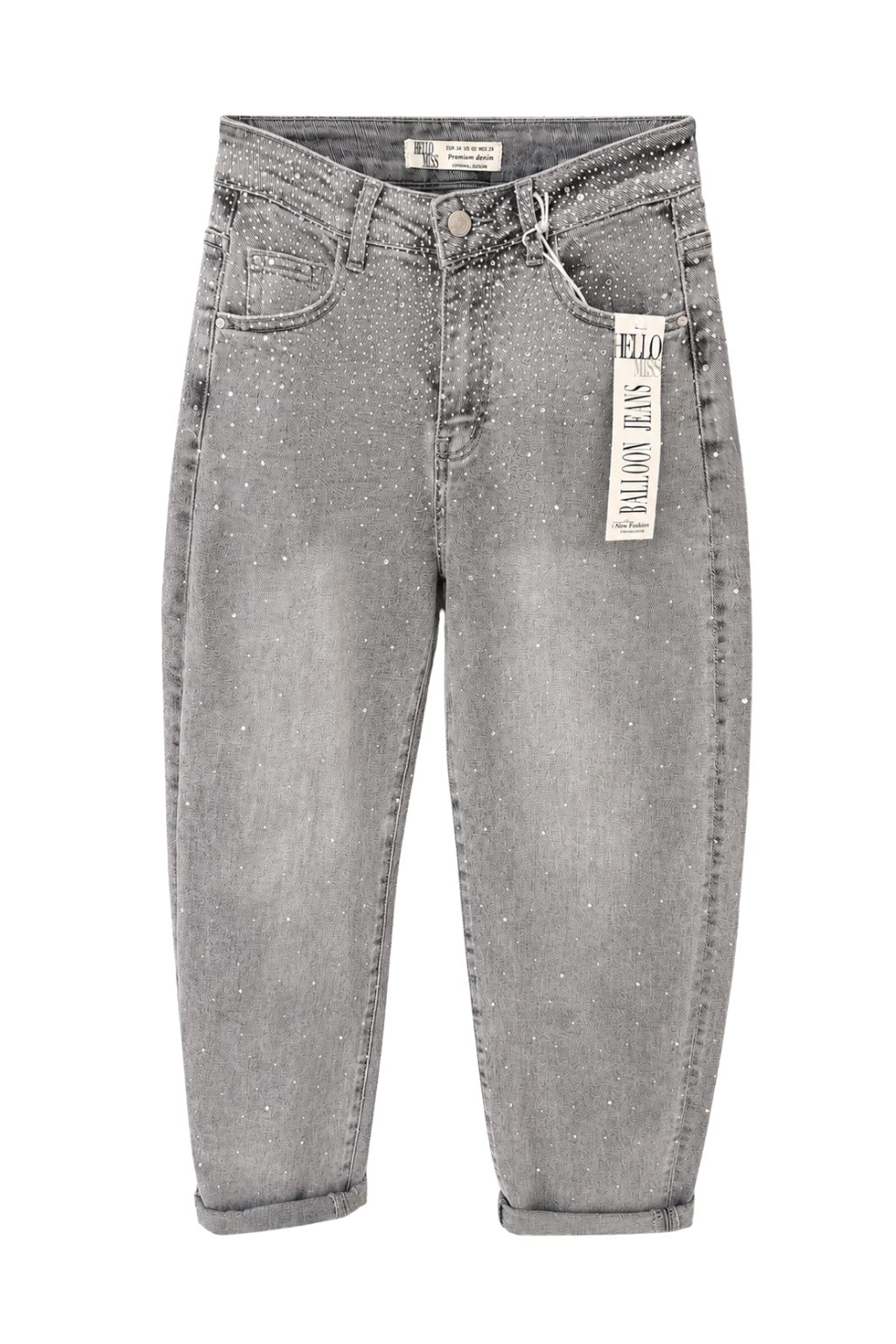 Balloon Jeans mit Glitzer grau, Gr. 34-42