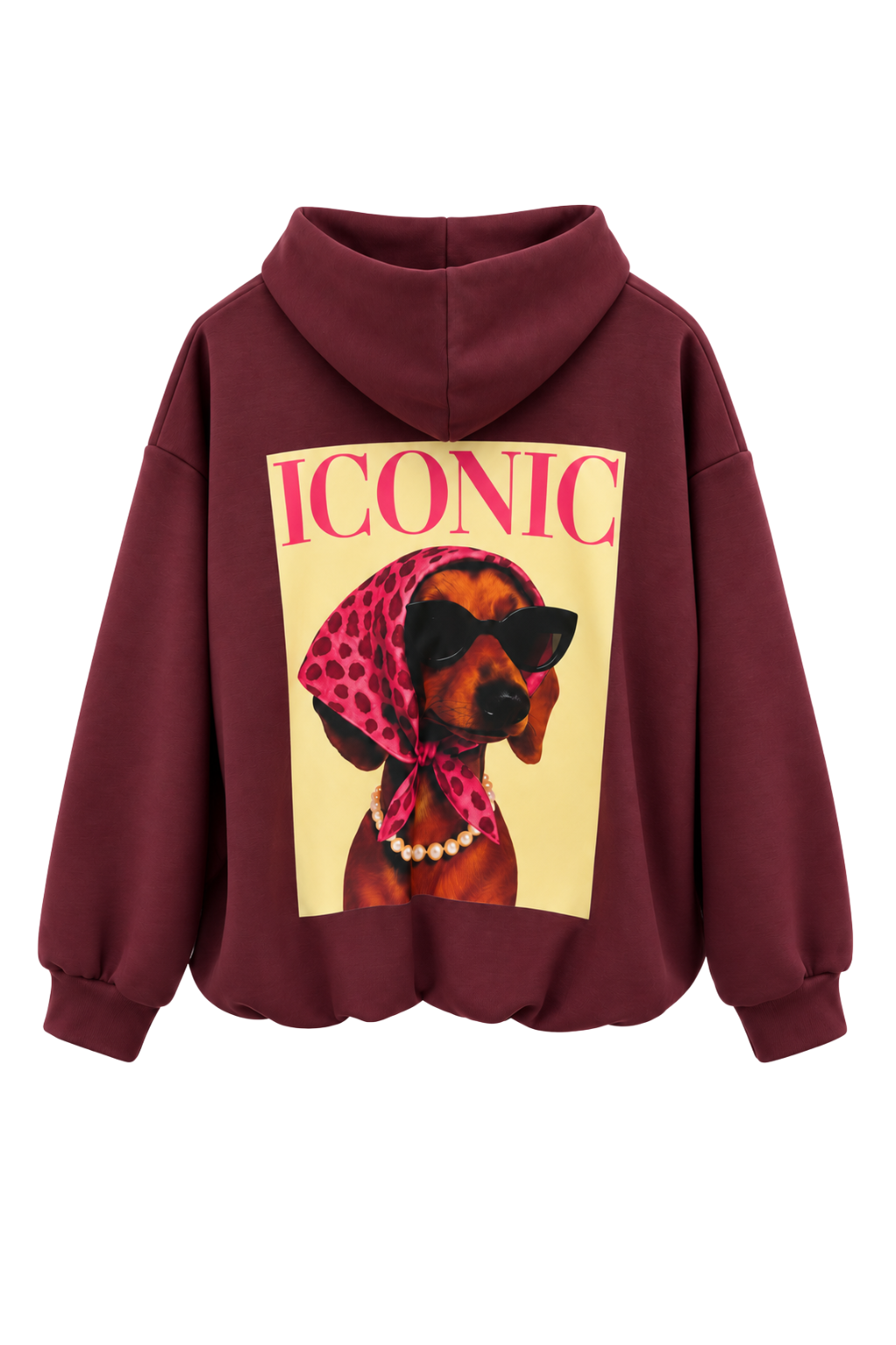 ICONIC DOG – Oversized Balloon Hoodie Jacke bordeaux, Gr. 36-42