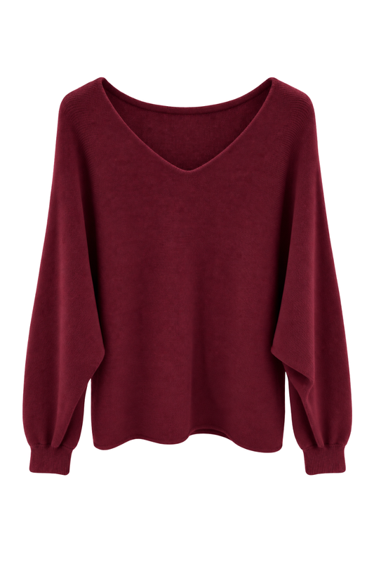 LIVIA – Oversize Feinstrick-Pullover bordeaux, Gr.36-42