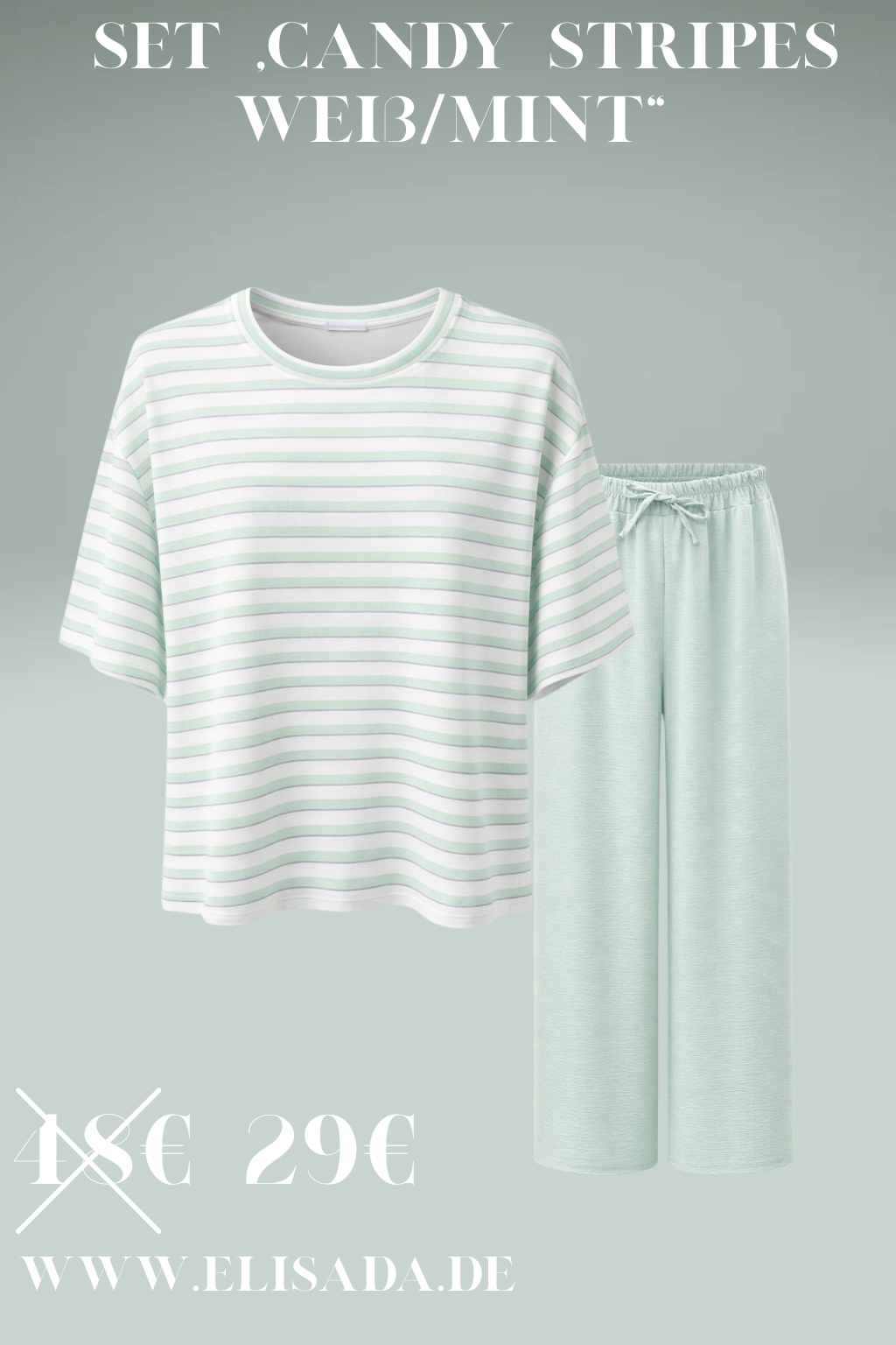 Set „Candy Stripes“ weiß/mint, Gr. 36-44