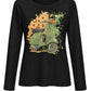 Langarmshirt „Dolce Vita“ mit Rollermotiv schwarz/grün, Gr. 34-38