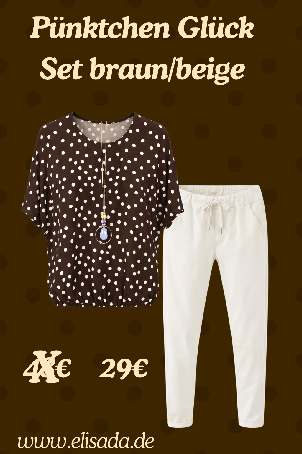 Pünktchen Glück Set braun/beige , Gr. 36-42