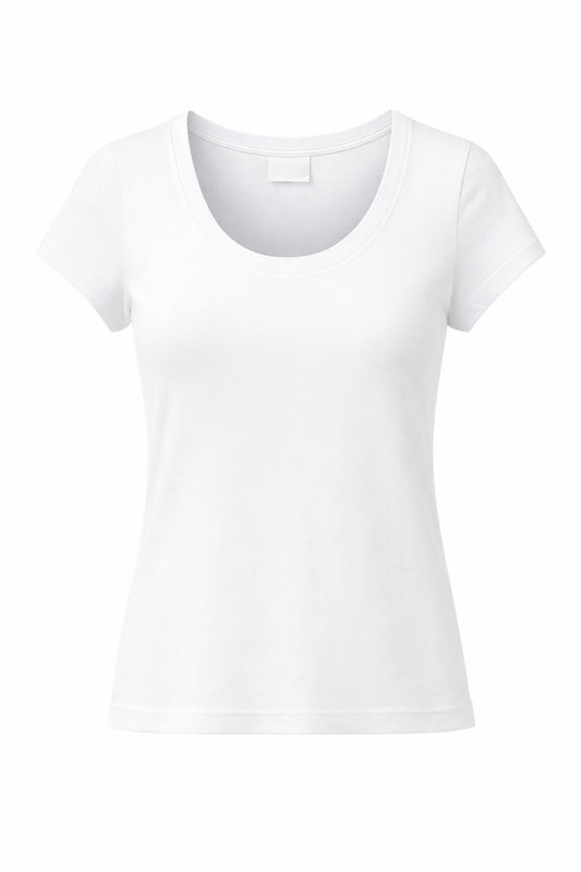 Basic T-Shirt Rundhalsausschnitt weiß, Gr. 34-42