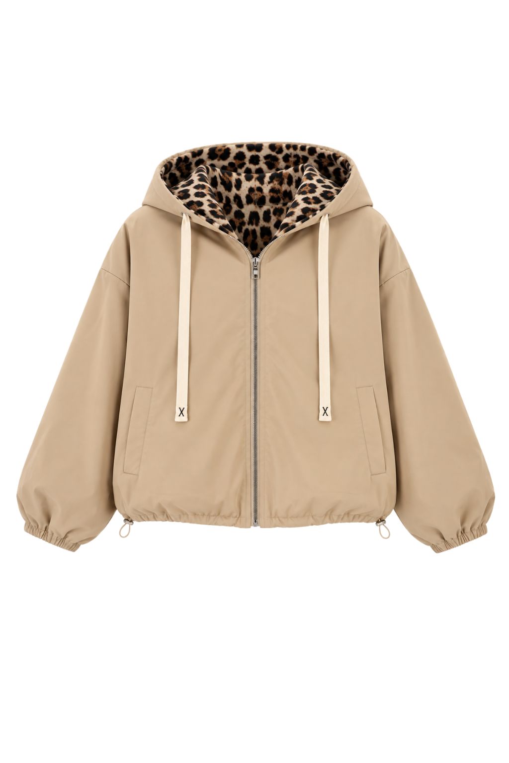 Wendejacke mit Kapuze beige, Gr. 34-42