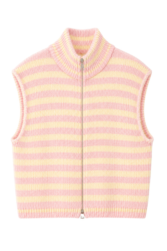 Strickweste "Candy Stripe" rosa/gelb, Gr. 34-40