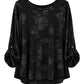 Lockeres Strukturshirt mit Blättermuster schwarz, Gr. 38-44