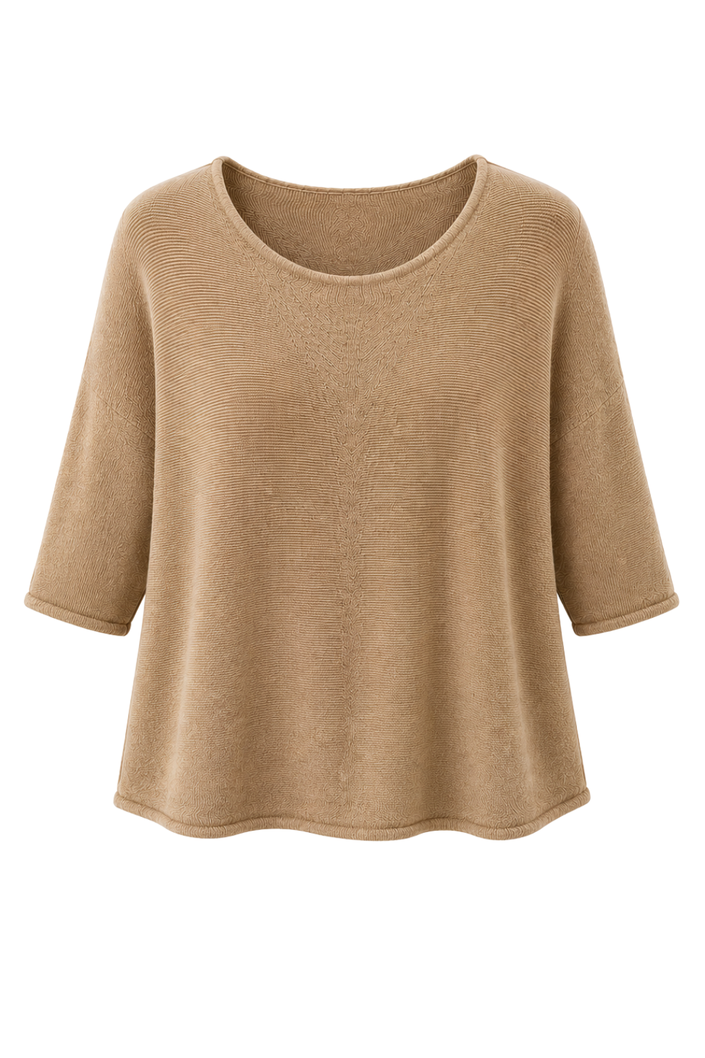 Basic Pullover "Lena" Rundhalsauschnitt  camel, Gr. 36-42