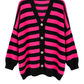 Oversize Strickcardigan schwarz/pink, Gr. 38-46