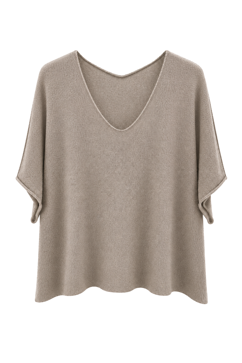 Basic Pullover "Lena" V-Ausschnitt taupe, Gr. 36-42
