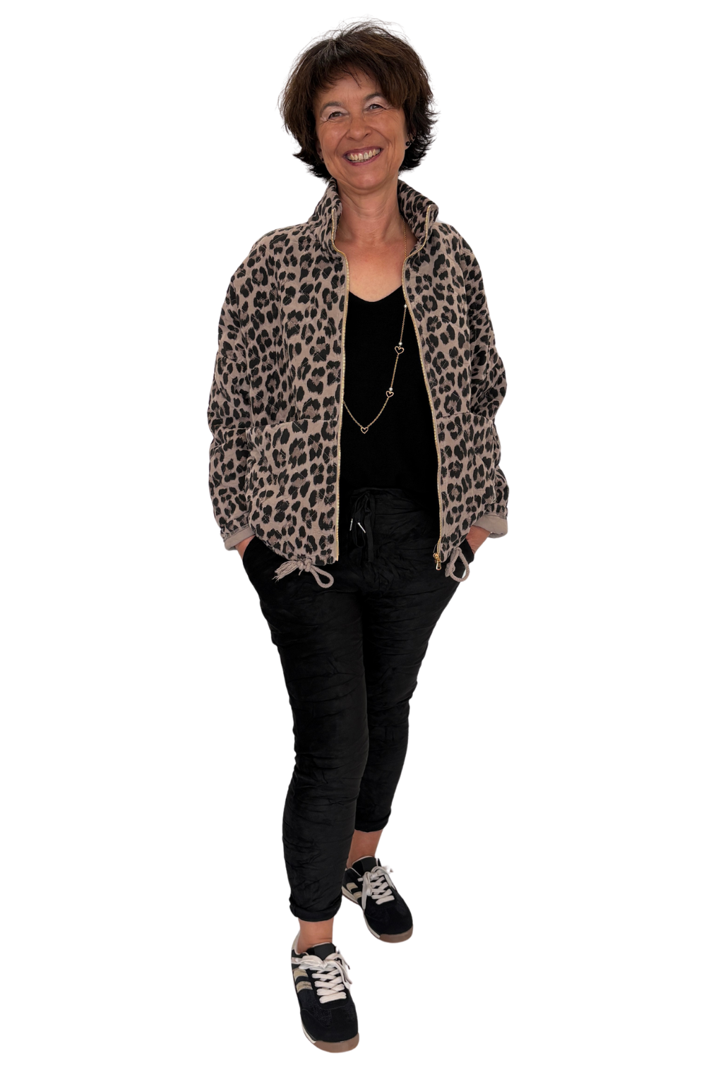 Leo Chic Steppjacke taupe/schwarz, gr. 34-42