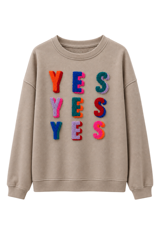 Sweatshirt "Yes" taupe, Gr. 36-44