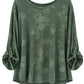 Lockeres Strukturshirt mit Blättermuster eukalyptus, Gr. 38-44