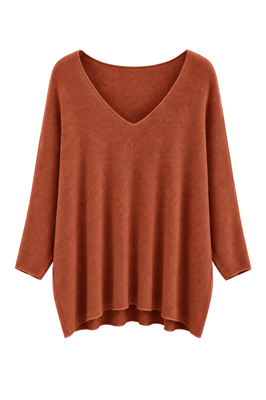 Pullover Mila V-Ausschnitt rostbraun, Gr. 38-46