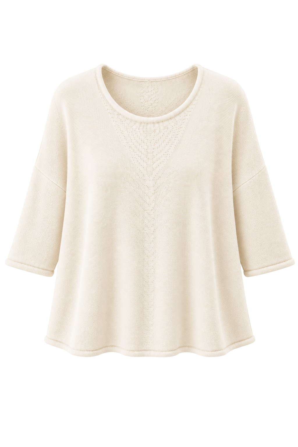 Basic Pullover "Lena" Rundhalsauschnitt  creme, Gr. 36-42
